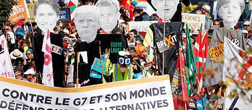 پیوند جلیقه زردها و معترضان جی‌۷ در خیابان‌های فرانسه