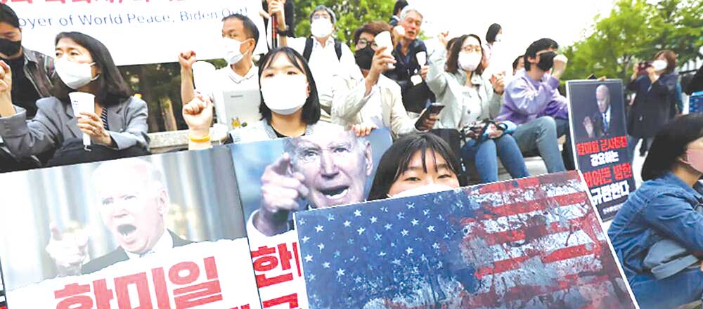 اعتراض مردم کره جنوبی به رزمایش سئول-واشنگتن